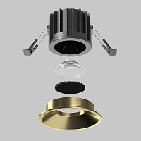 Maytoni Technical Round Встраиваемый светильник цвет: латунь DL058-12W3K-BS