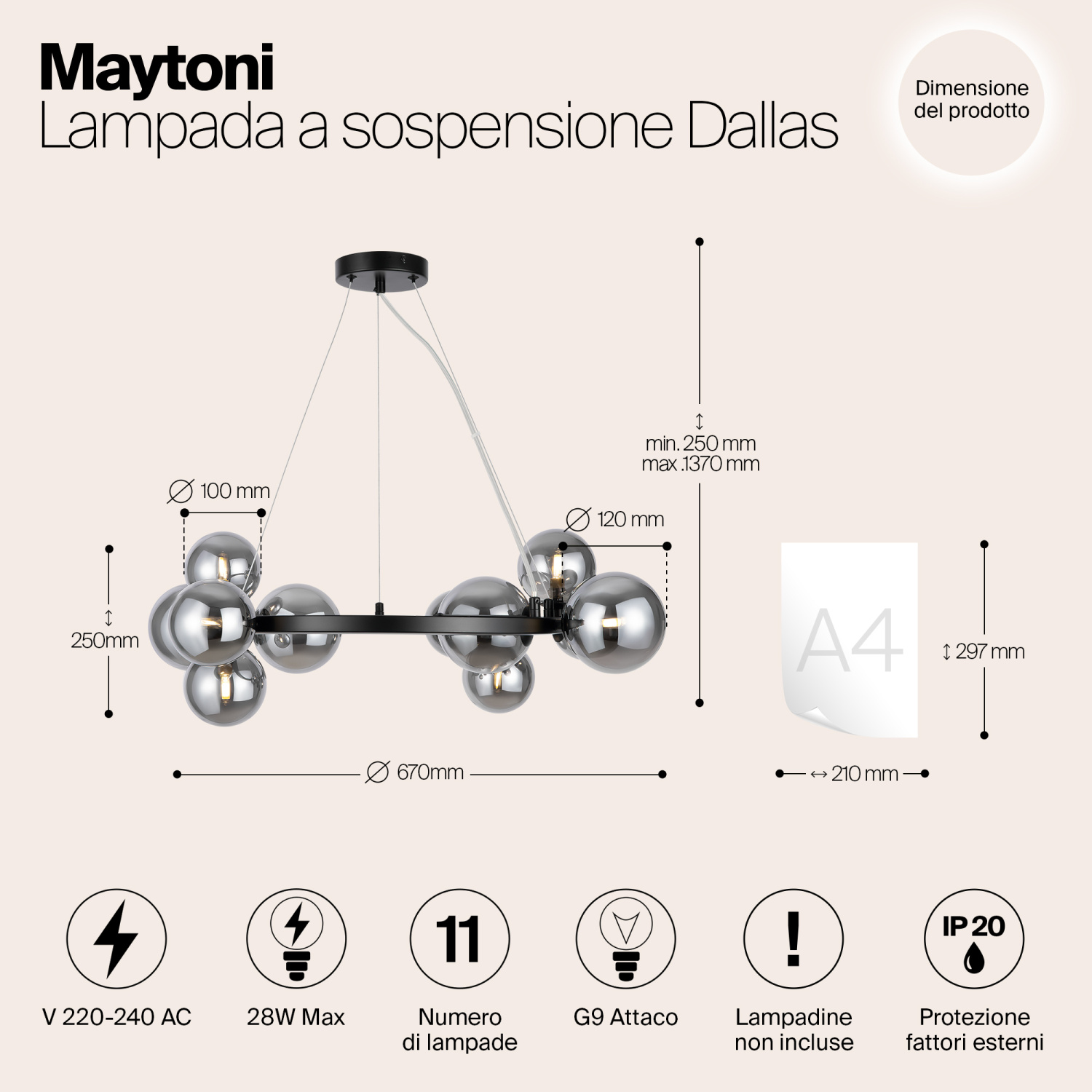 Maytoni Modern Dallas Подвесной светильник цвет: черный MOD545PL-11B