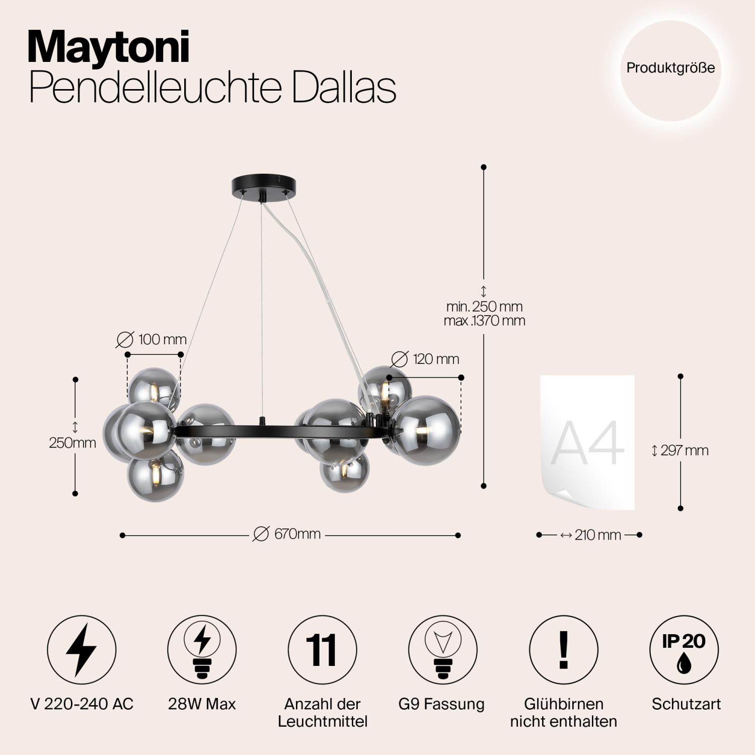 Maytoni Modern Dallas Подвесной светильник цвет: черный MOD545PL-11B