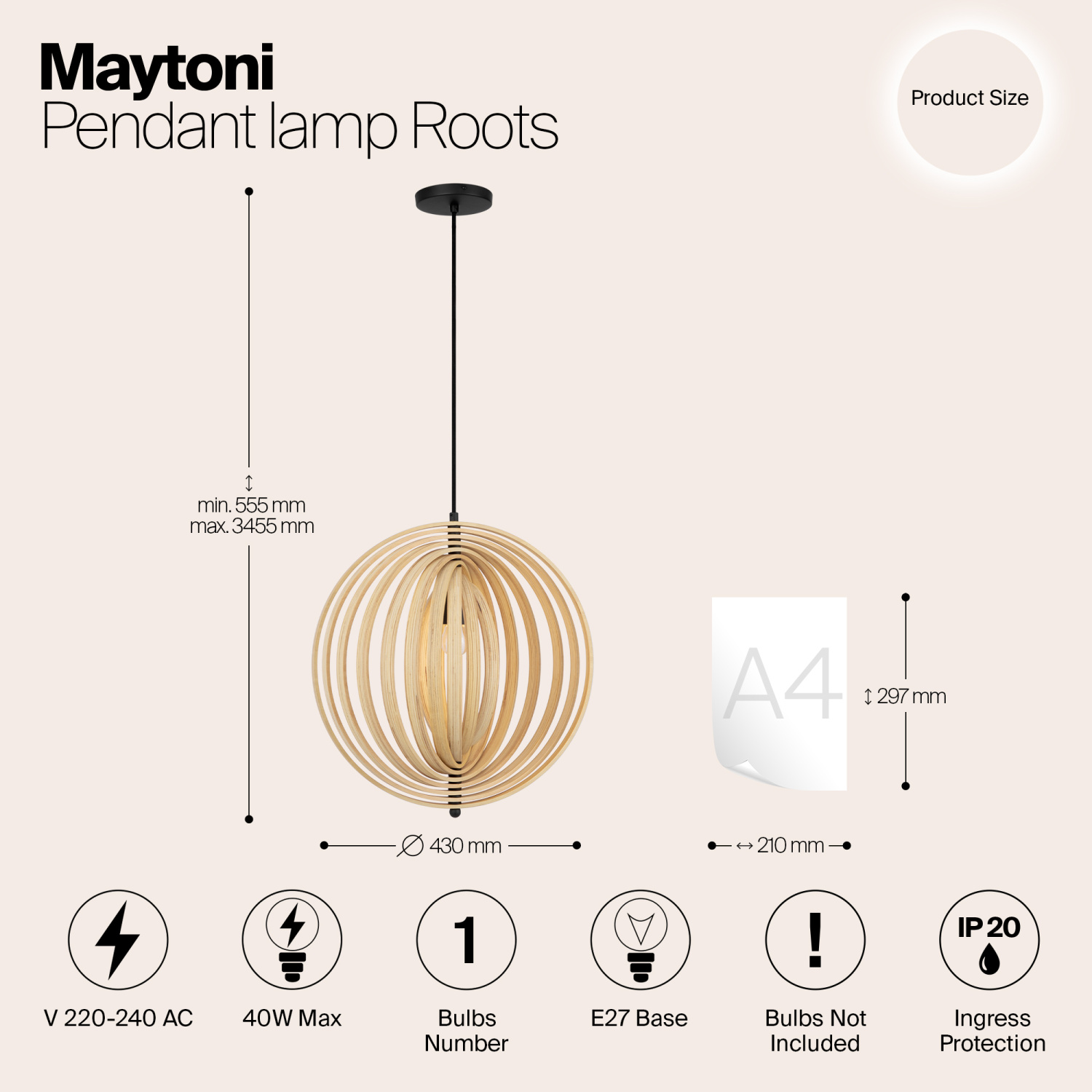 Maytoni Modern Roots Подвесной светильник цвет: черный MOD197PL-01W