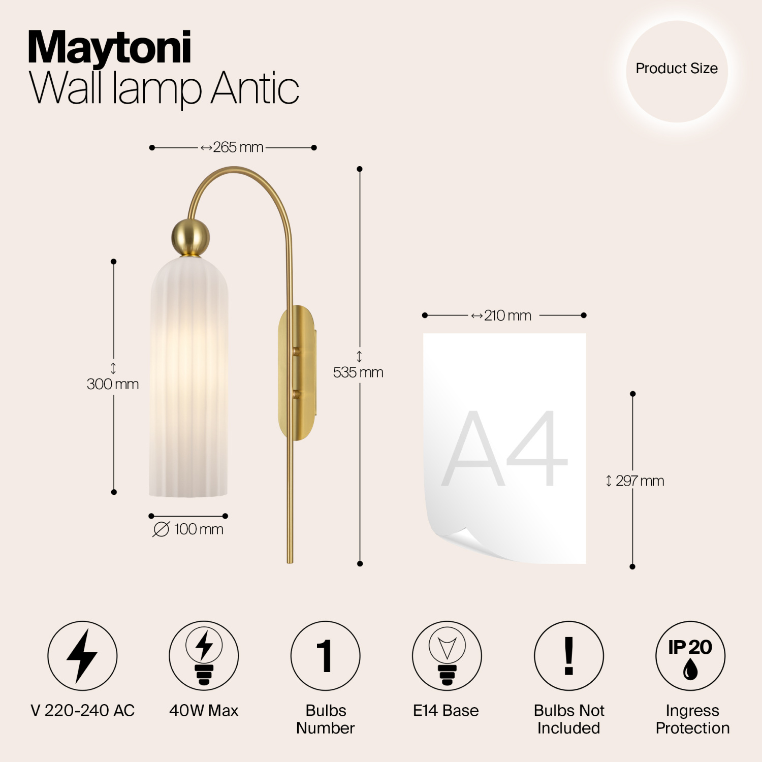 Maytoni Modern Antic Настенный светильник (бра) цвет: золото MOD302WL-01GR
