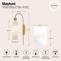 Maytoni Modern Antic Настенный светильник (бра) цвет: золото MOD302WL-01GR