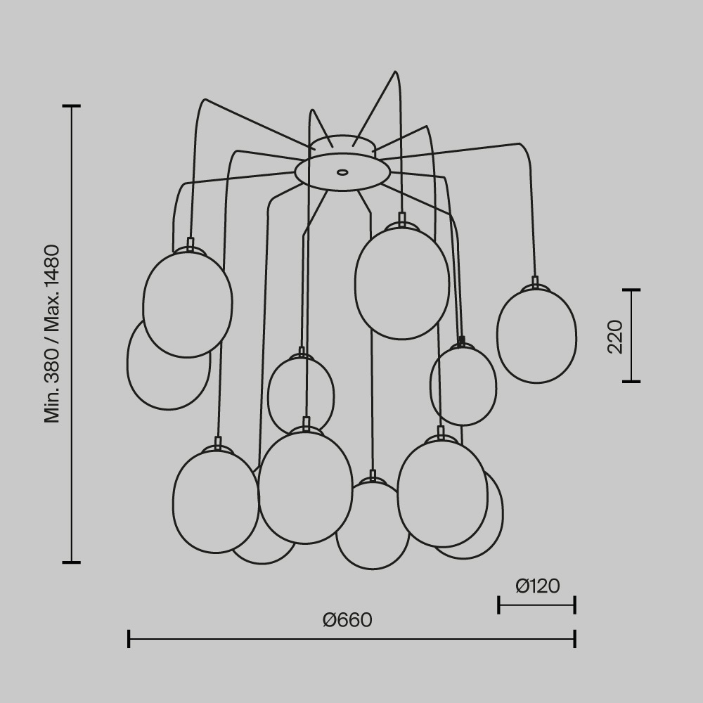 Maytoni Modern Branch Подвесной светильник цвет: черный и золото MOD176PL-12G
