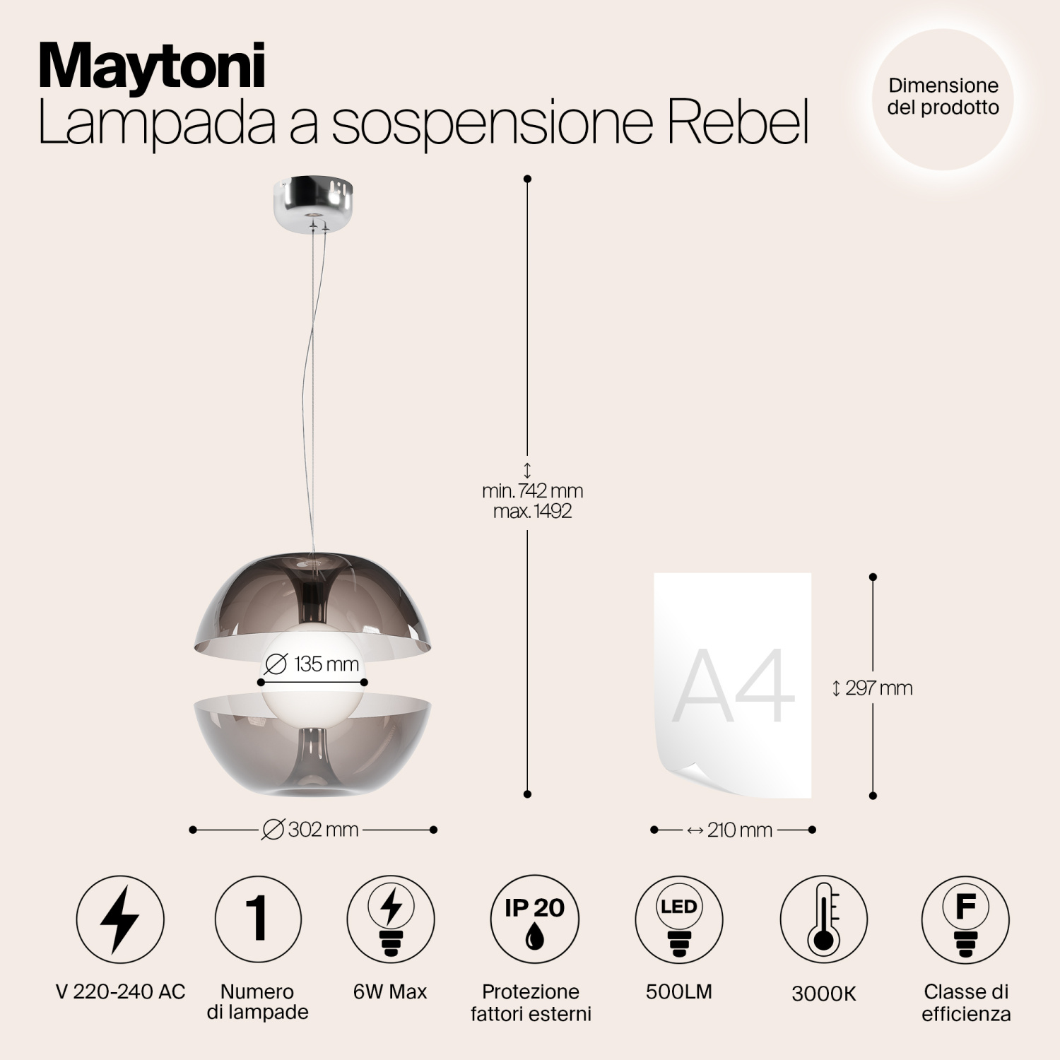 Maytoni Modern Rebel Подвесной светильник цвет: хром MOD322PL-L6B3K