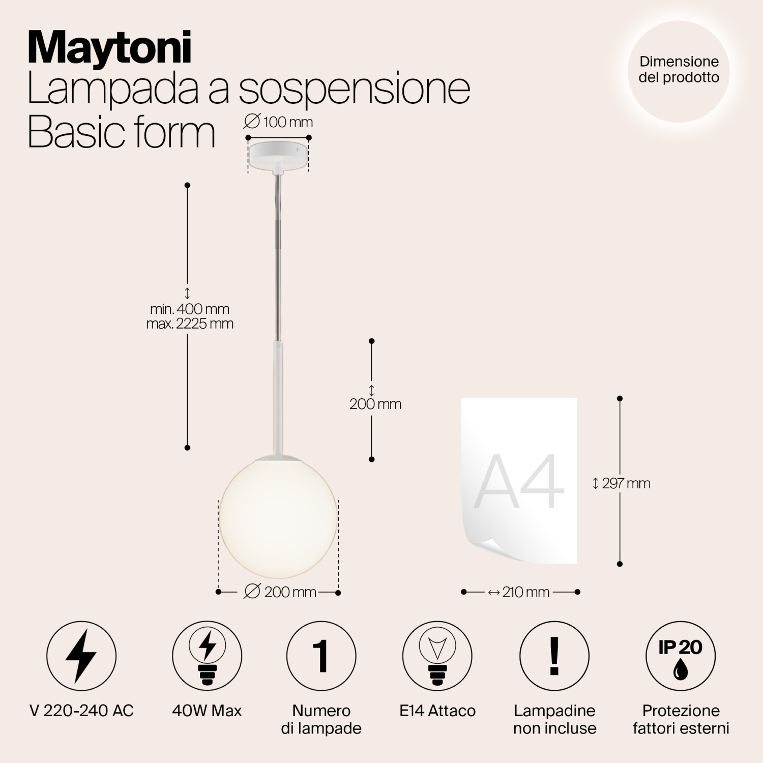 Maytoni Modern Basic form Подвесной светильник цвет: белый MOD321PL-01W1