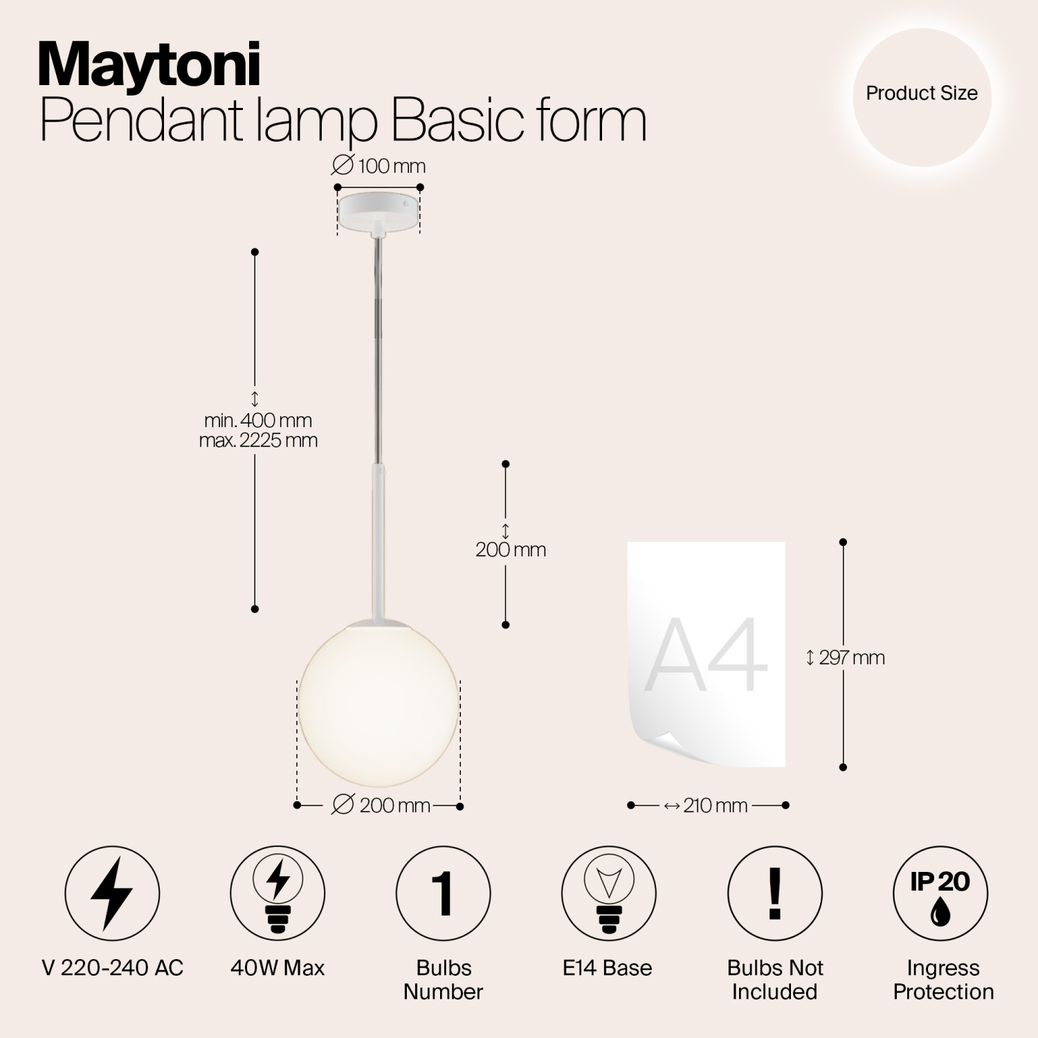 Maytoni Modern Basic form Подвесной светильник цвет: белый MOD321PL-01W1