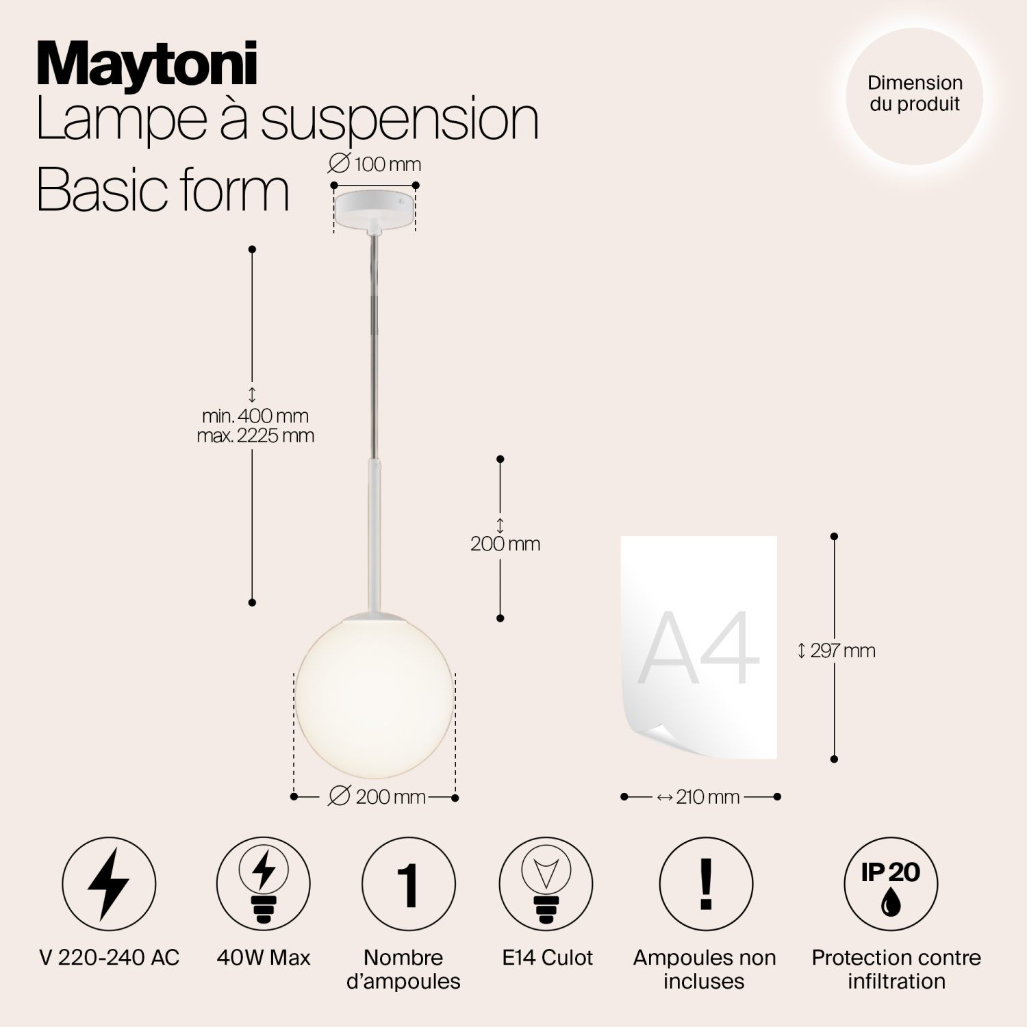 Maytoni Modern Basic form Подвесной светильник цвет: белый MOD321PL-01W1