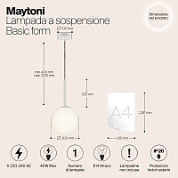 Maytoni Modern Basic form Подвесной светильник цвет: белый MOD321PL-01W1