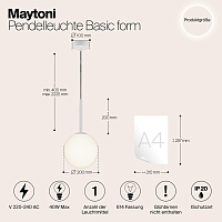 Maytoni Modern Basic form Подвесной светильник цвет: белый MOD321PL-01W1