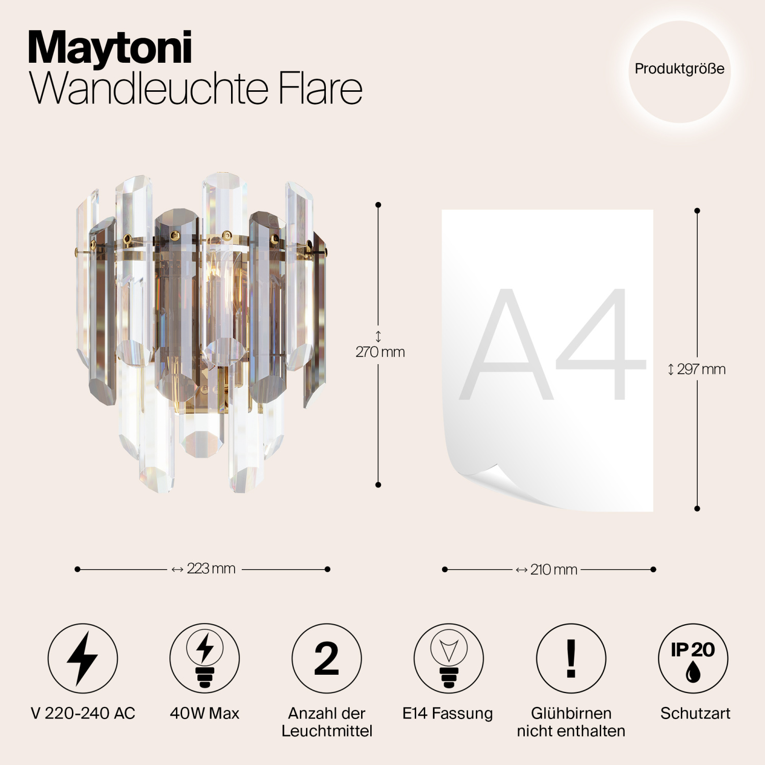 Maytoni Classic Flare Настенный светильник (бра) цвет: золото DIA200WL-02G