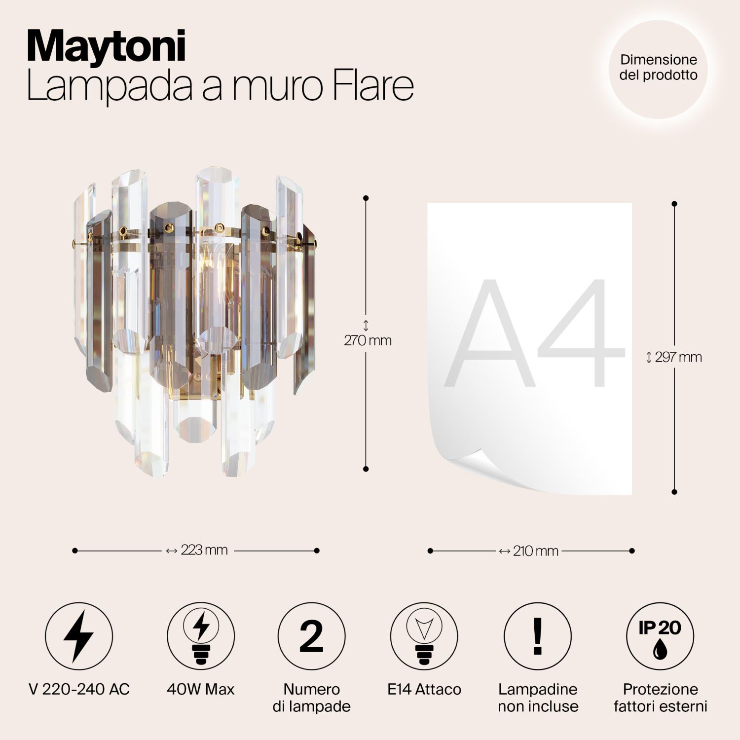Maytoni Classic Flare Настенный светильник (бра) цвет: золото DIA200WL-02G