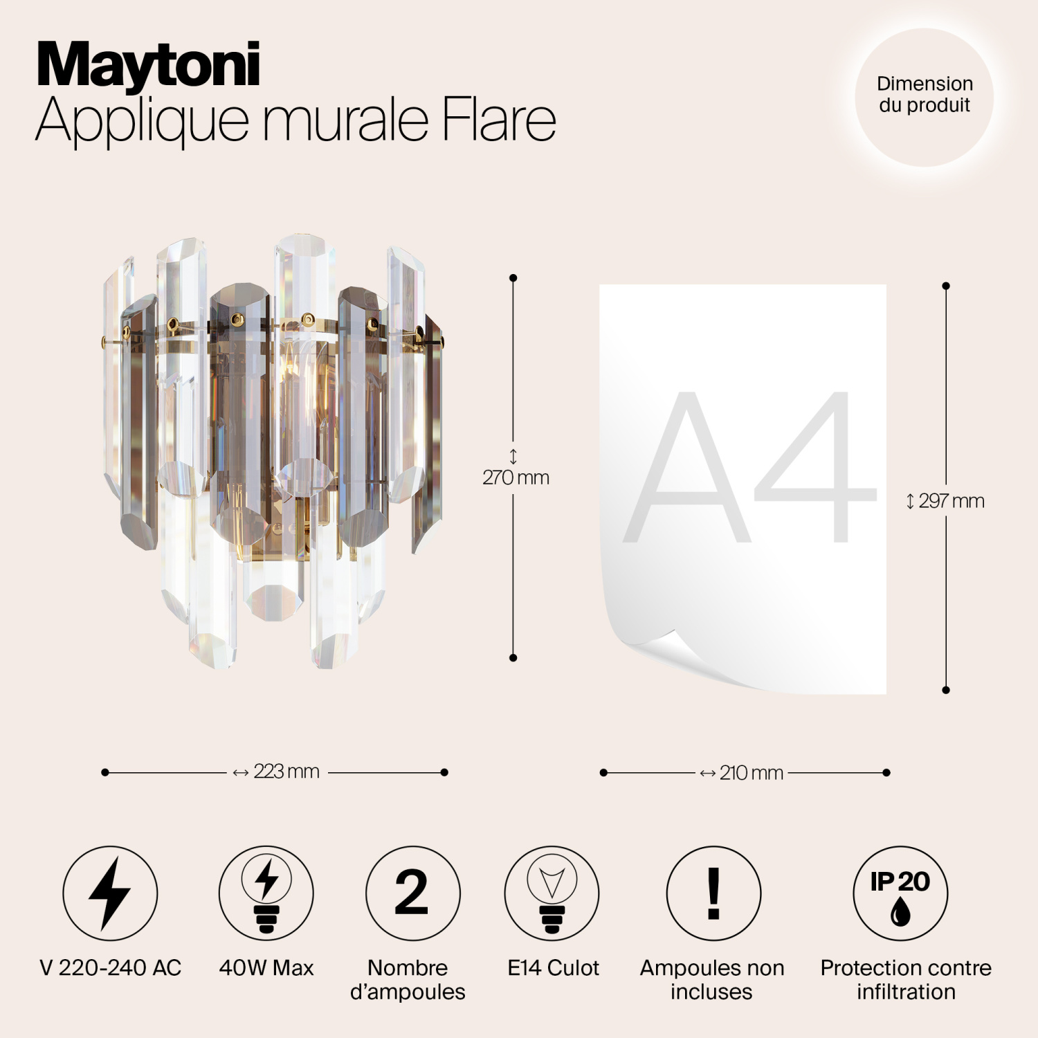 Maytoni Classic Flare Настенный светильник (бра) цвет: золото DIA200WL-02G