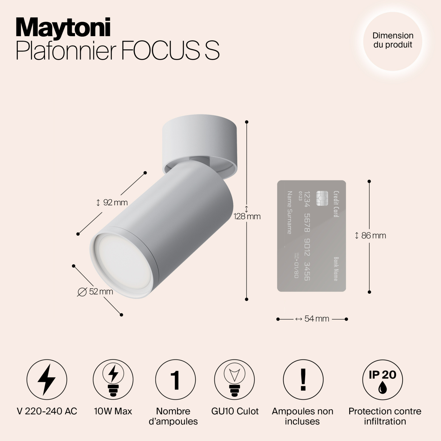 Maytoni Technical FOCUS S Потолочный светильник цвет: белый C050CL-U-1W