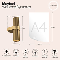 Maytoni Modern Dynamics Настенный светильник (бра) цвет: золото MOD326WL-02MG