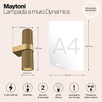 Maytoni Modern Dynamics Настенный светильник (бра) цвет: золото MOD326WL-02MG
