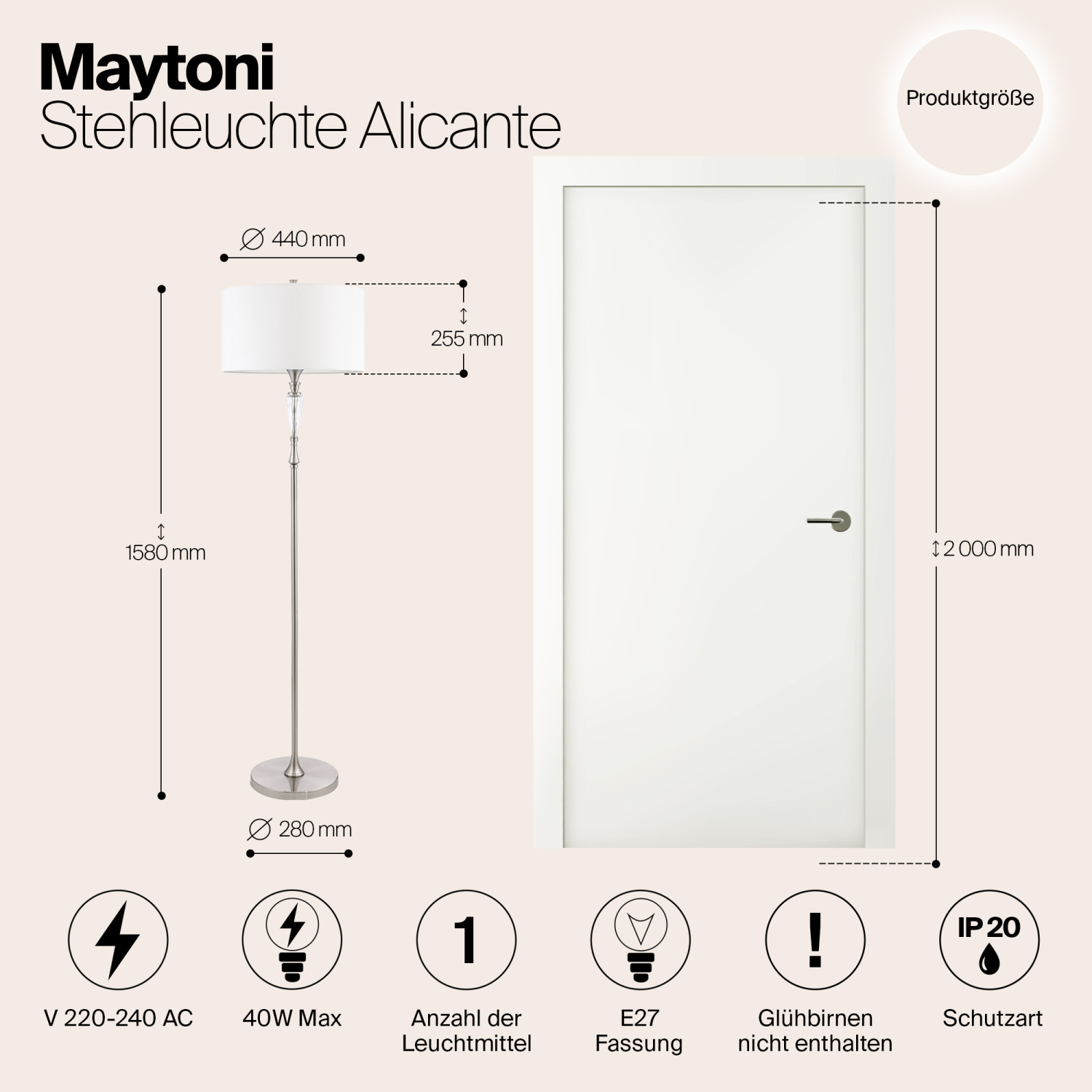 Maytoni Classic Alicante Напольный светильник (торшер) цвет: никель MOD014FL-01N