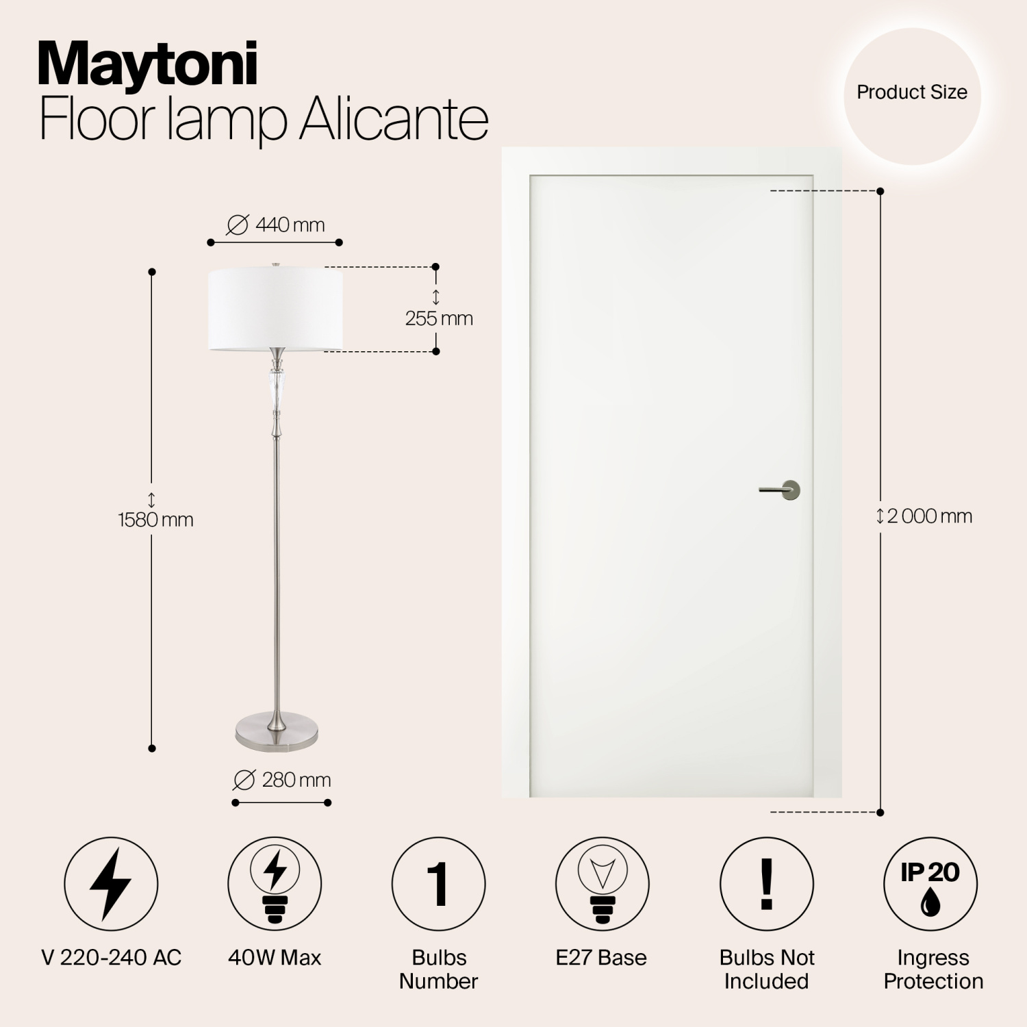 Maytoni Classic Alicante Напольный светильник (торшер) цвет: никель MOD014FL-01N
