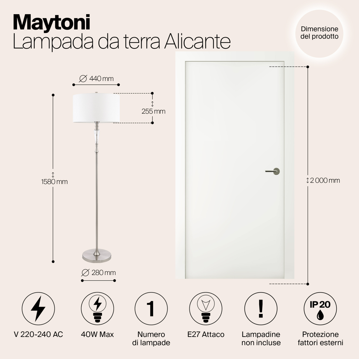 Maytoni Classic Alicante Напольный светильник (торшер) цвет: никель MOD014FL-01N