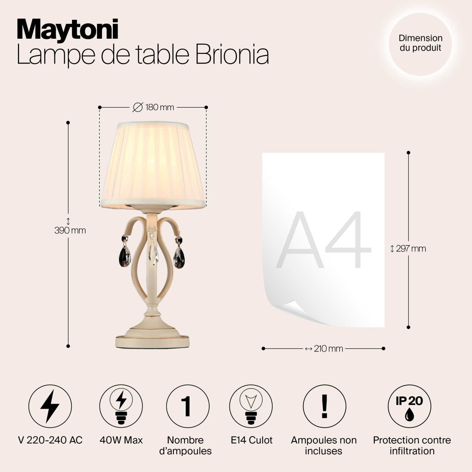 Maytoni Classic Brionia Настольный светильник цвет: белый ARM172-01-G