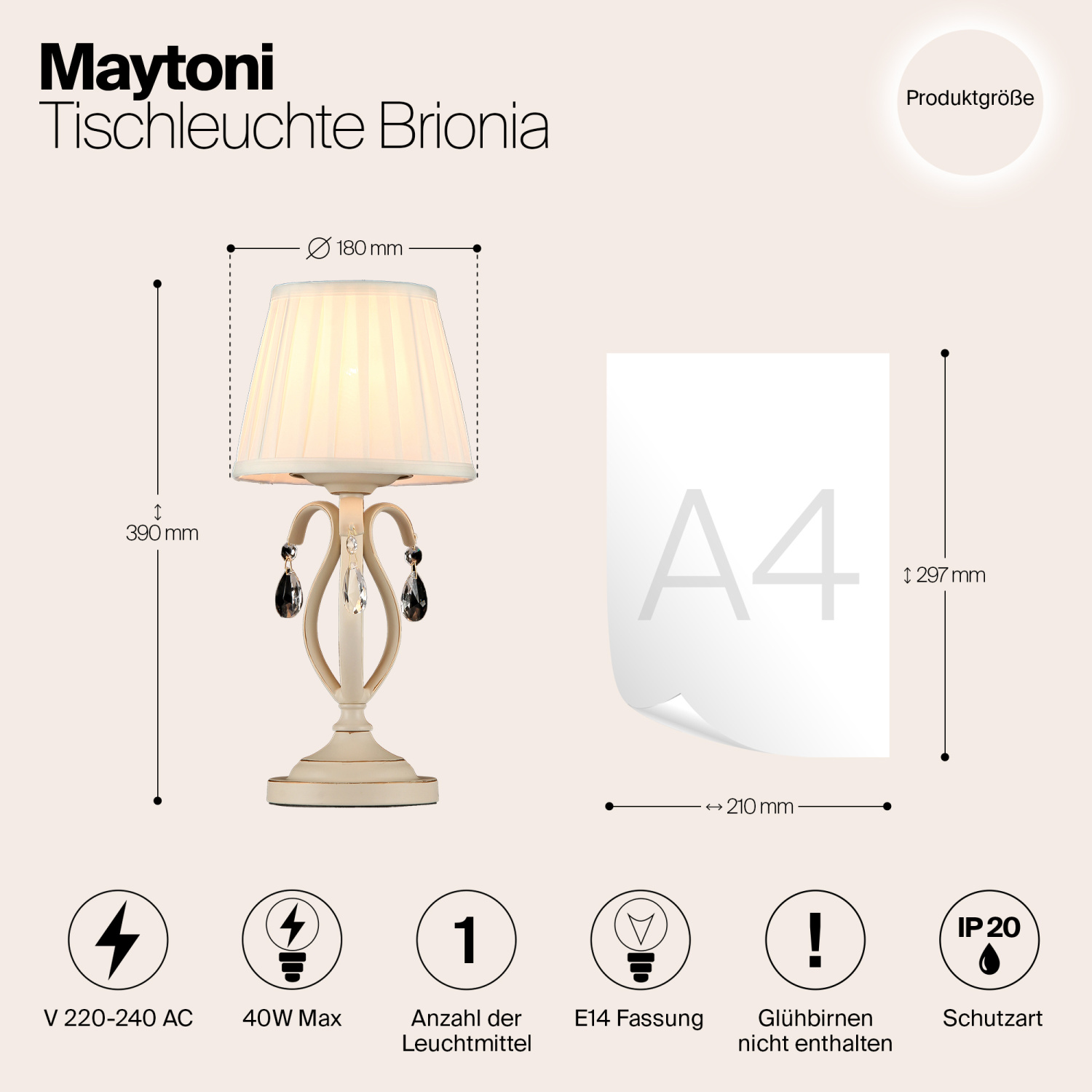 Maytoni Classic Brionia Настольный светильник цвет: белый ARM172-01-G