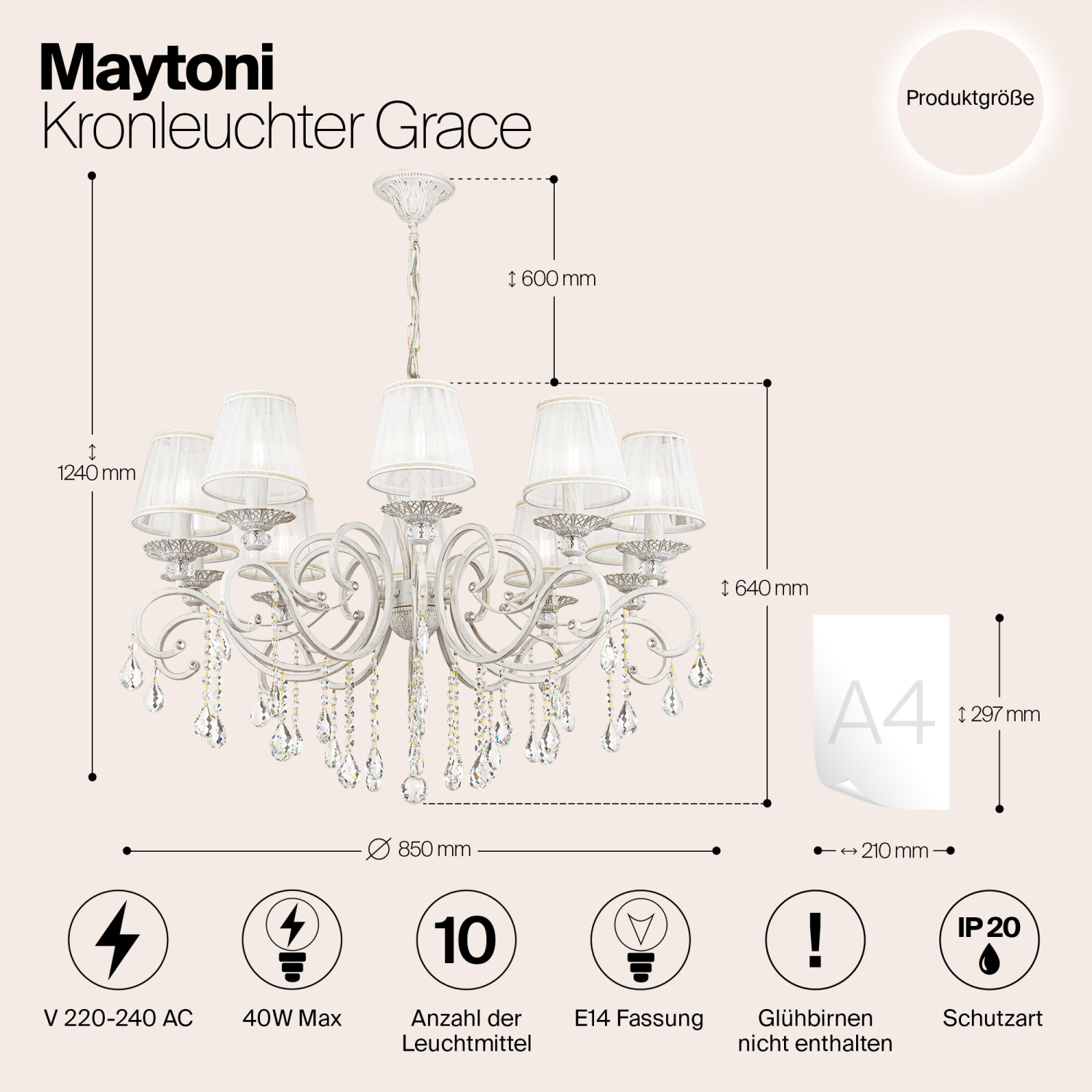 Maytoni Classic Grace Люстра цвет: белый ARM247-10-G