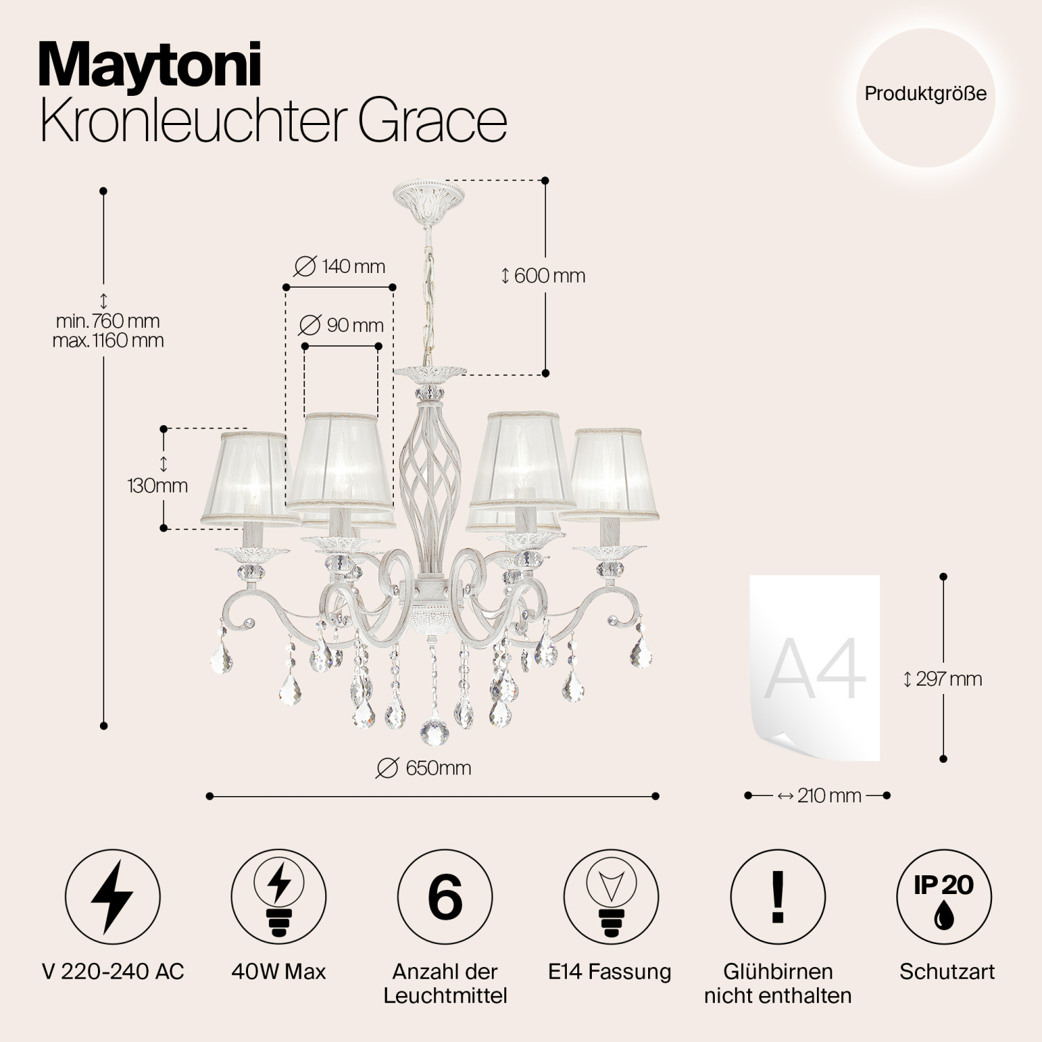 Maytoni Classic Grace Люстра цвет: белый ARM247-06-G