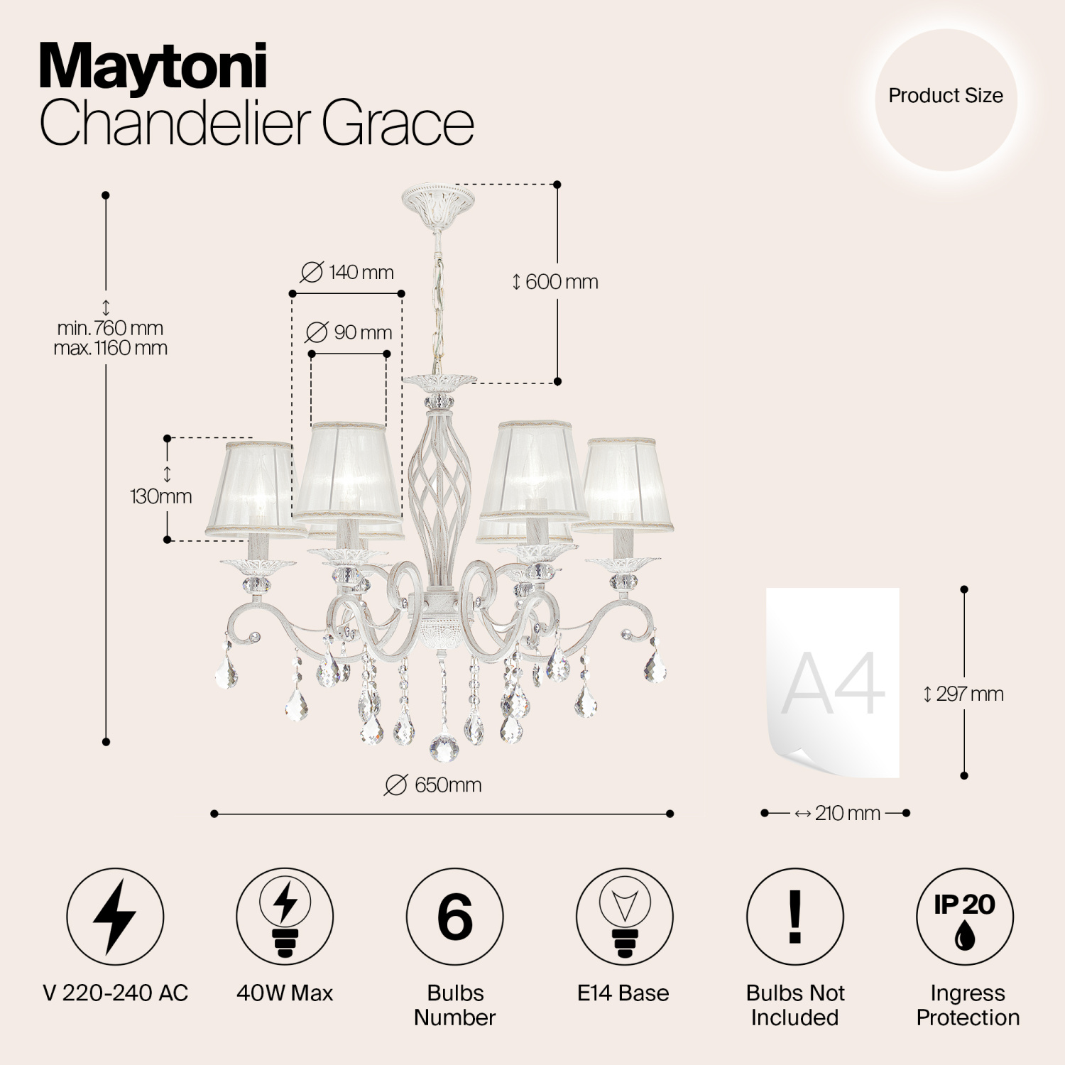 Maytoni Classic Grace Люстра цвет: белый ARM247-06-G