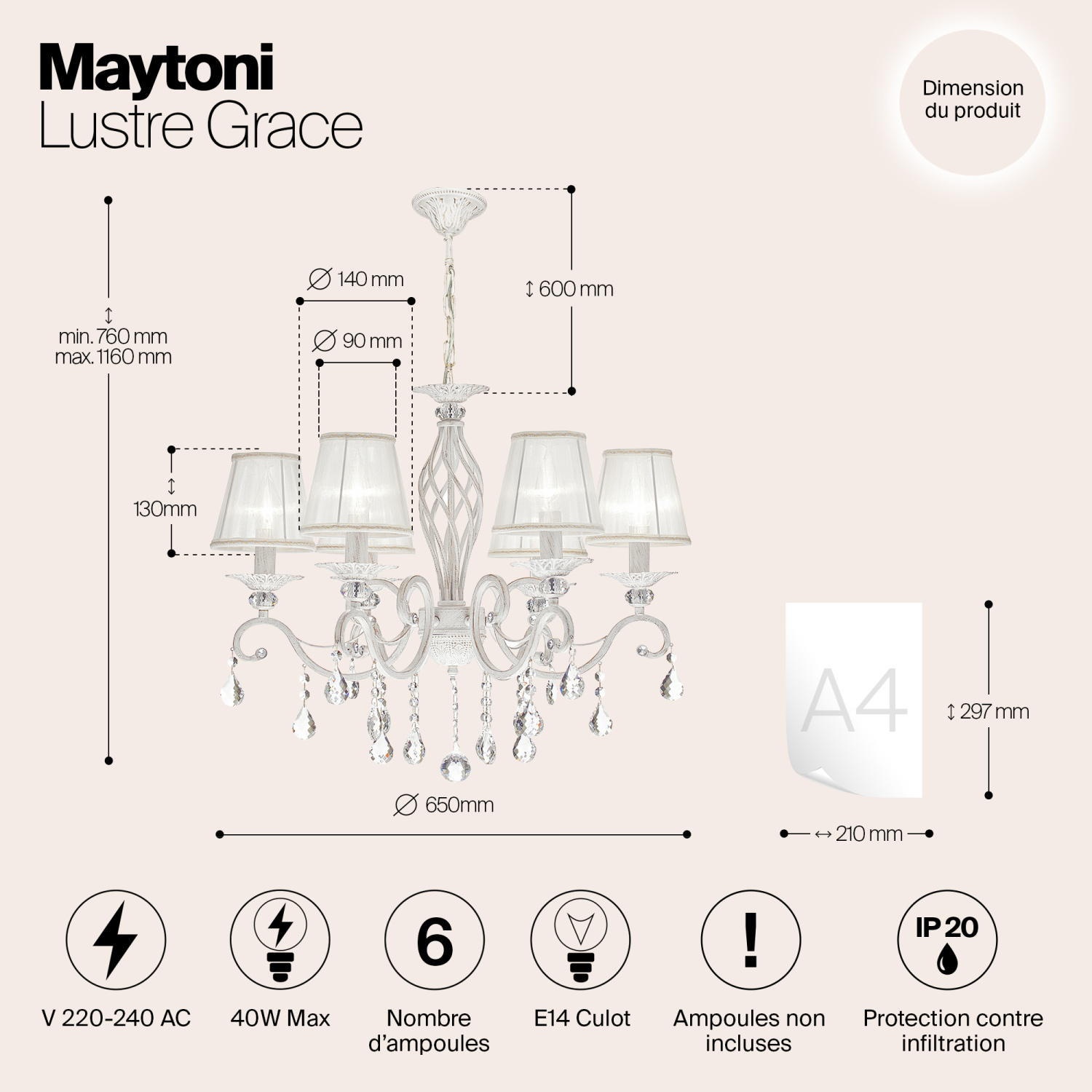 Maytoni Classic Grace Люстра цвет: белый ARM247-06-G