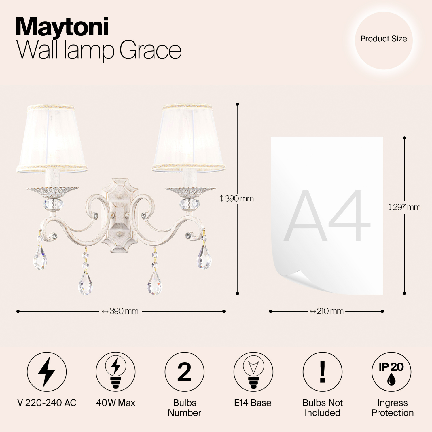Maytoni Classic Grace Настенный светильник (бра) цвет: белый ARM247-02-G