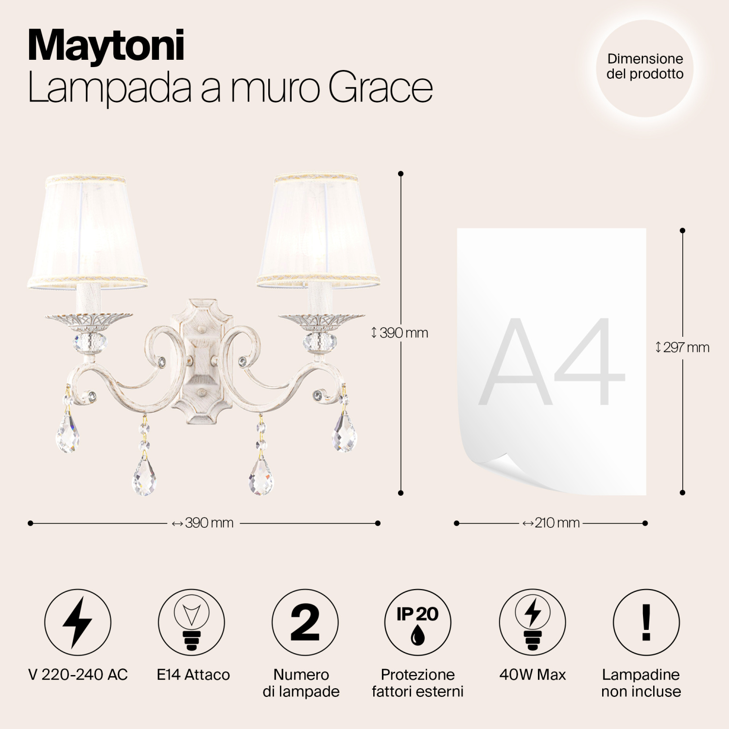 Maytoni Classic Grace Настенный светильник (бра) цвет: белый ARM247-02-G