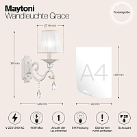 Maytoni Classic Grace Настенный светильник (бра) цвет: белый ARM247-01-G