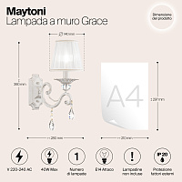 Maytoni Classic Grace Настенный светильник (бра) цвет: белый ARM247-01-G
