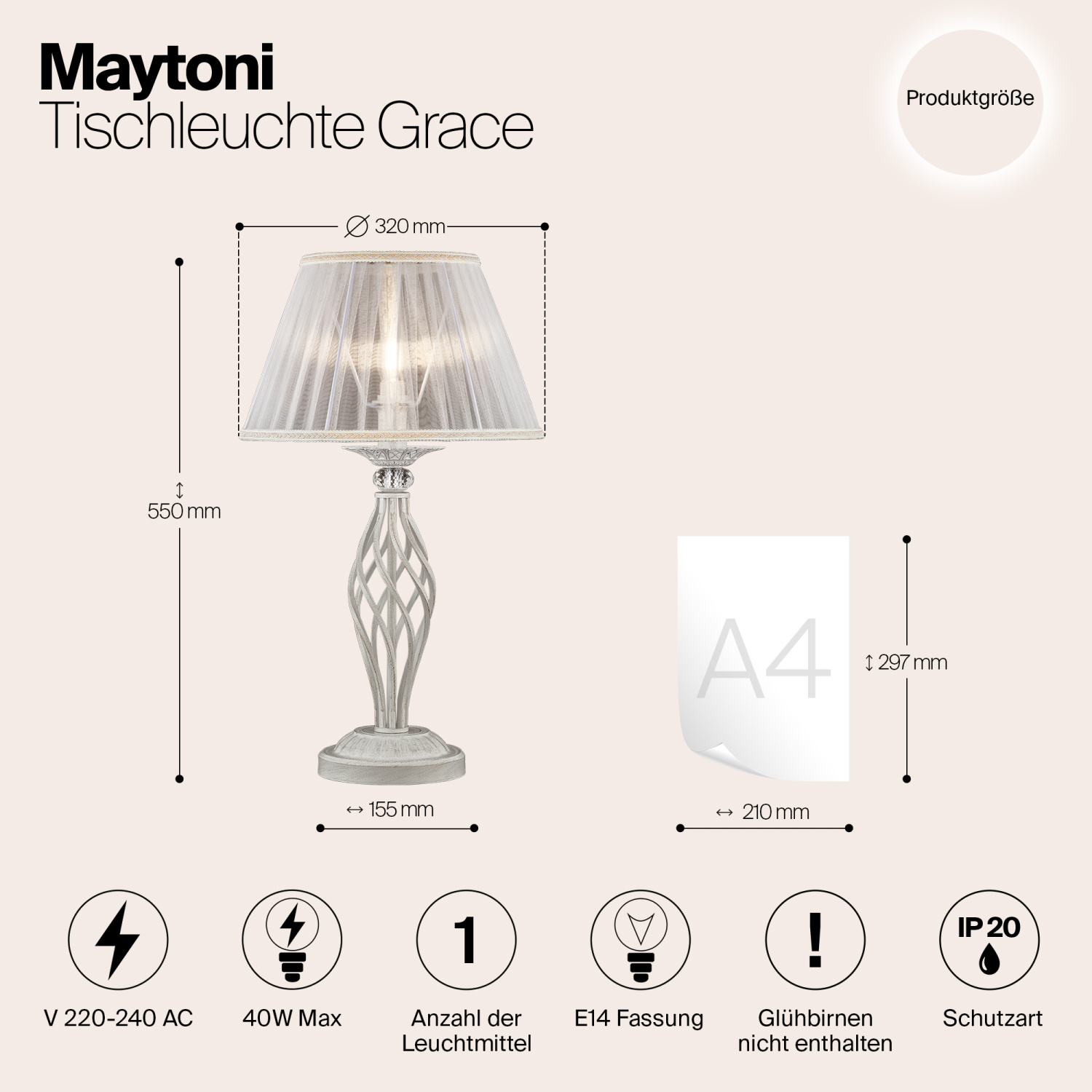 Maytoni Classic Grace Настольный светильник цвет: белый ARM247-00-G