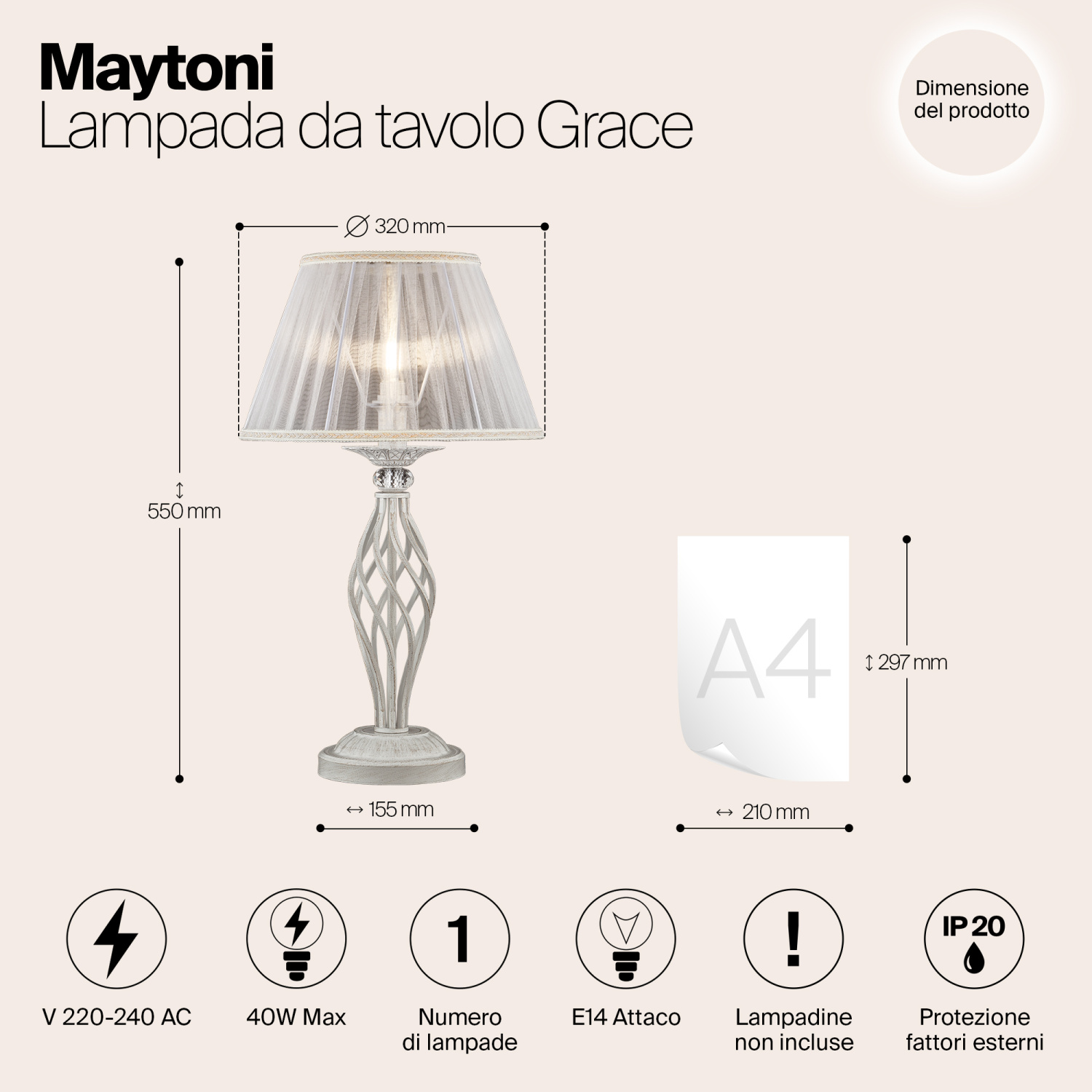 Maytoni Classic Grace Настольный светильник цвет: белый ARM247-00-G