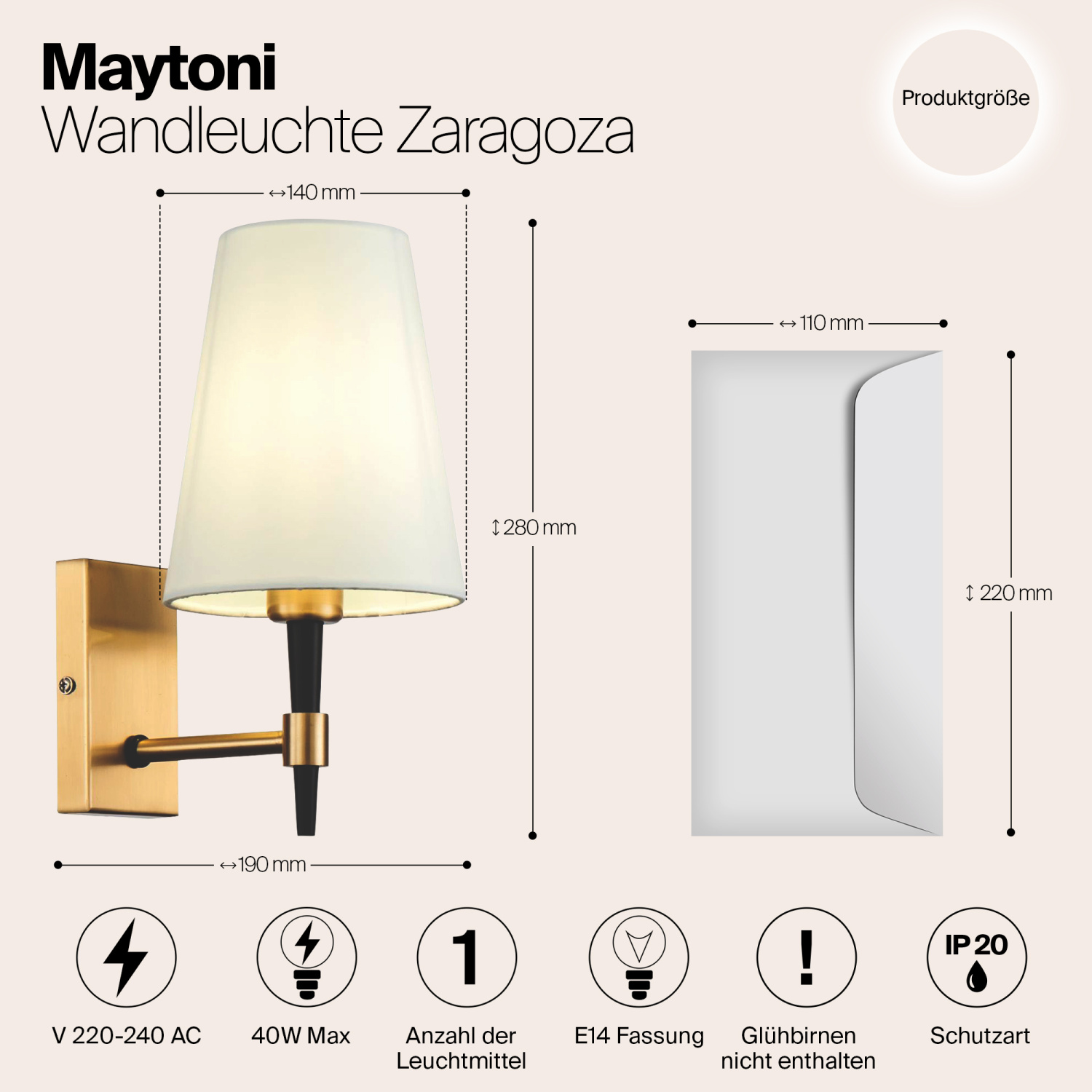 Maytoni Classic Zaragoza Настенный светильник (бра) цвет: латунь H001WL-01BS