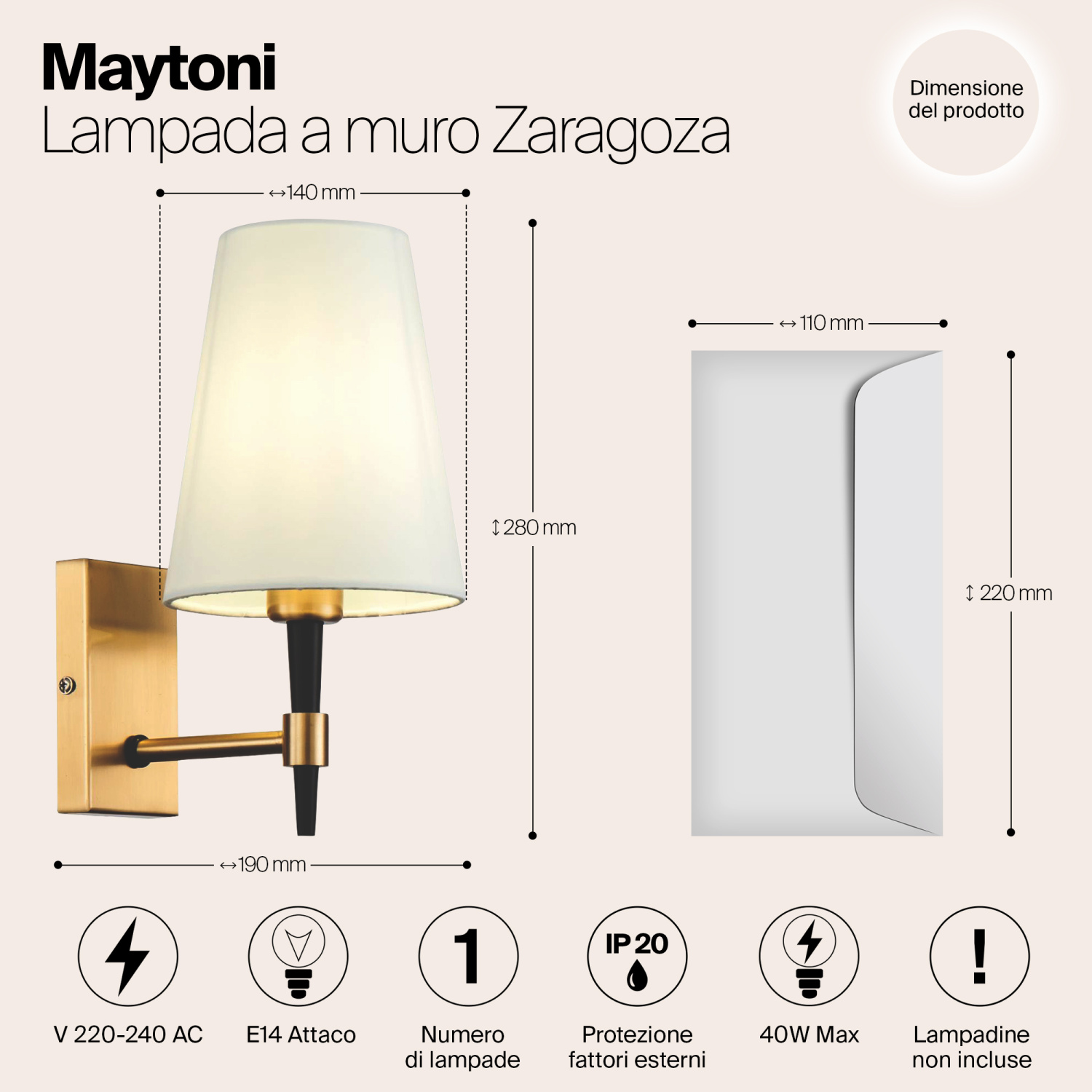 Maytoni Classic Zaragoza Настенный светильник (бра) цвет: латунь H001WL-01BS