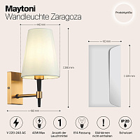 Maytoni Classic Zaragoza Настенный светильник (бра) цвет: латунь H001WL-01BS
