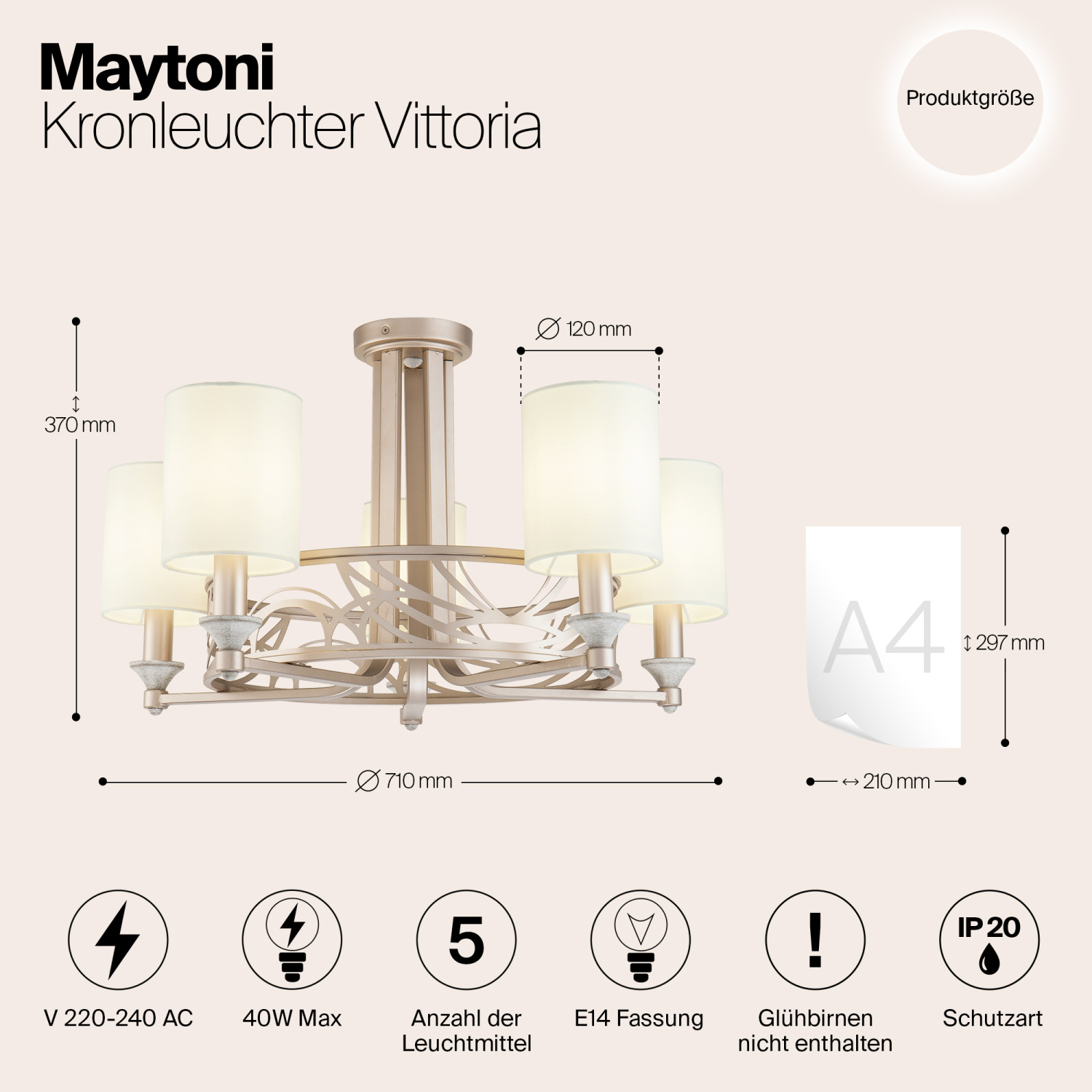Maytoni Classic Vittoria Люстра цвет: золото H004CL-05BG