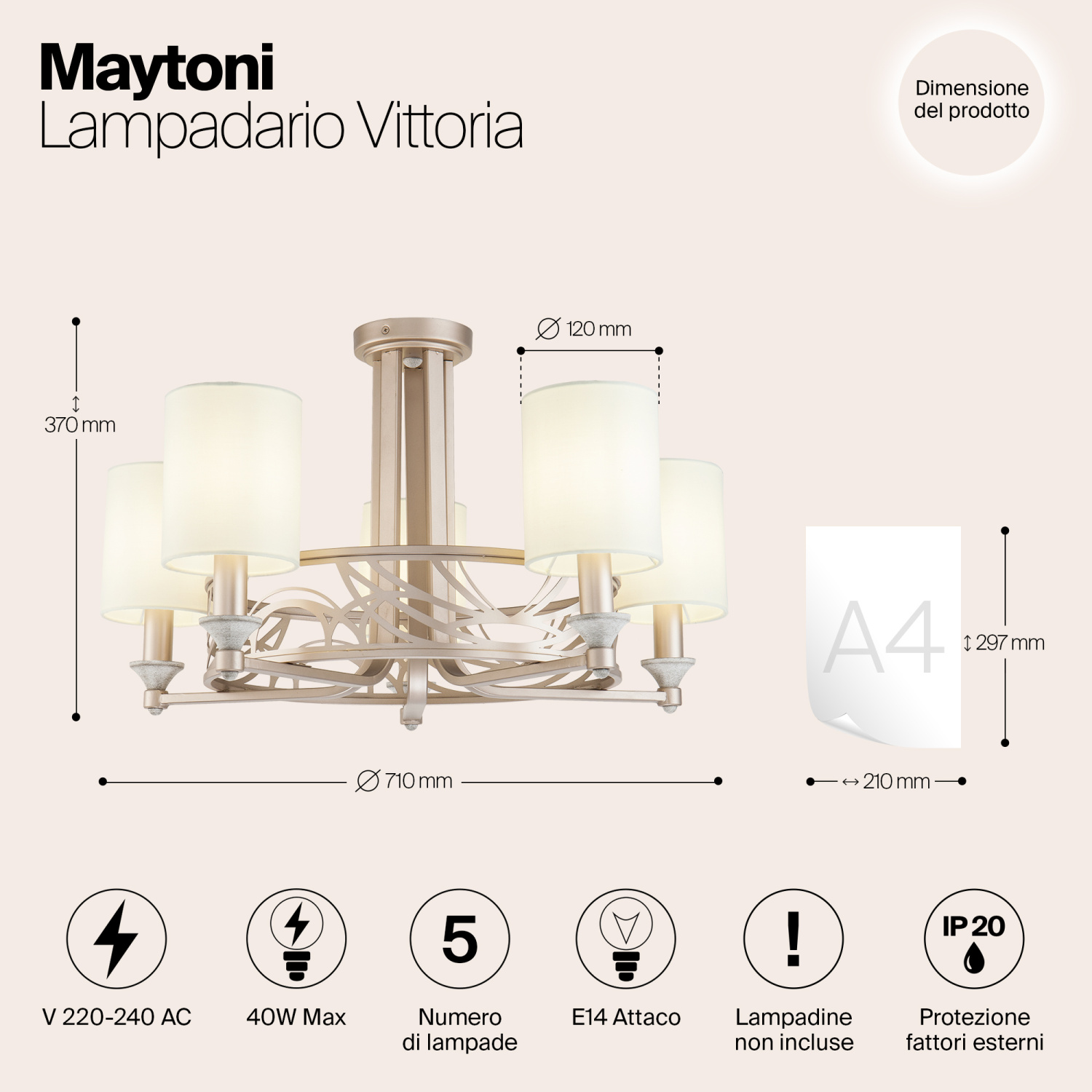 Maytoni Classic Vittoria Люстра цвет: золото H004CL-05BG