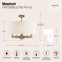 Maytoni Classic Anna Подвесной светильник цвет: золото H007PL-05G