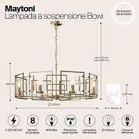 Maytoni Classic Bowi Подвесной светильник цвет: золото H009PL-08G