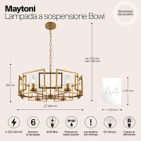 Maytoni Classic Bowi Подвесной светильник цвет: золото H009PL-06G