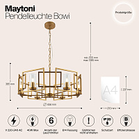 Maytoni Classic Bowi Подвесной светильник цвет: золото H009PL-06G