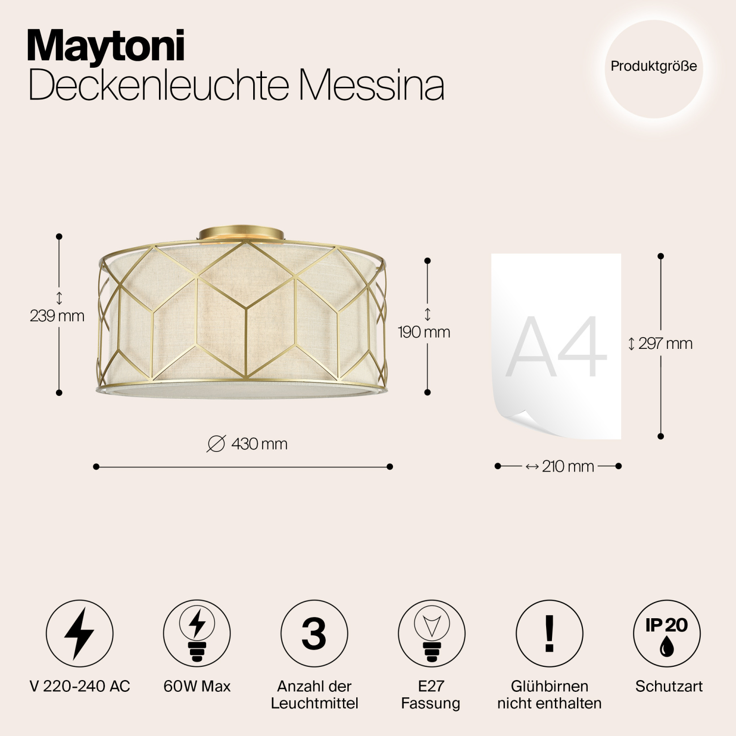 Maytoni Classic Messina Потолочный светильник цвет: золото H223-PL-03-G