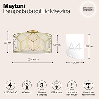 Maytoni Classic Messina Потолочный светильник цвет: золото H223-PL-03-G
