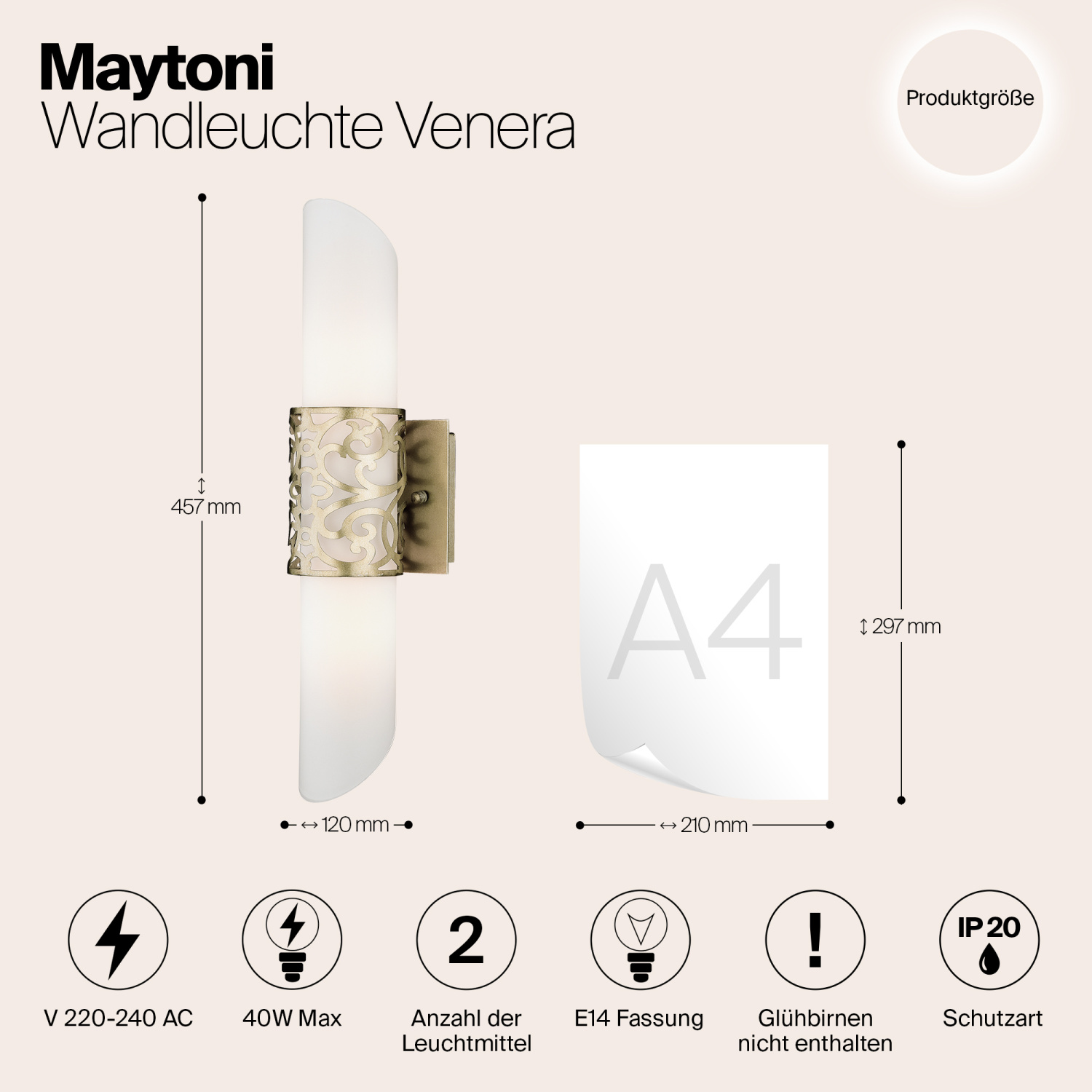 Maytoni Classic Venera Настенный светильник (бра) цвет: латунь H260-02-N