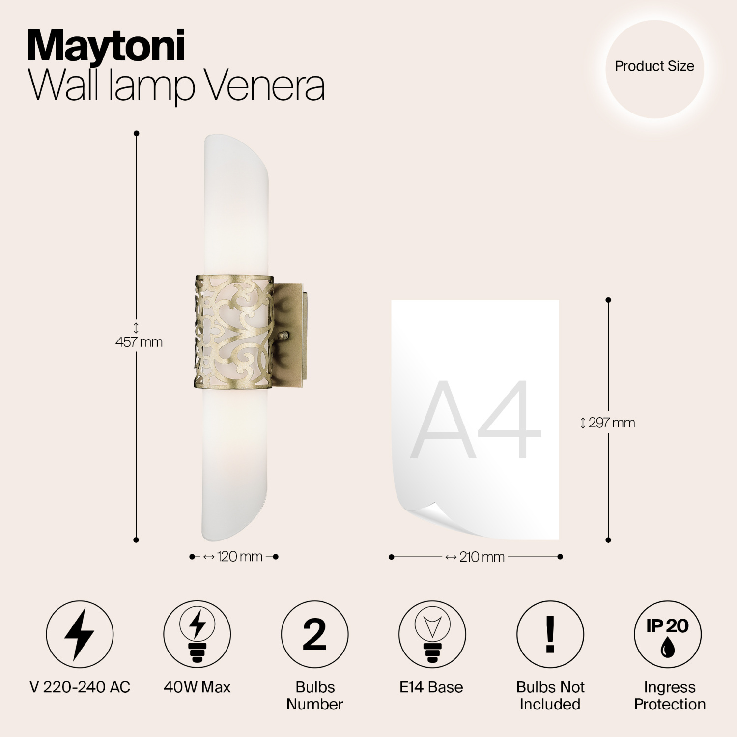 Maytoni Classic Venera Настенный светильник (бра) цвет: латунь H260-02-N