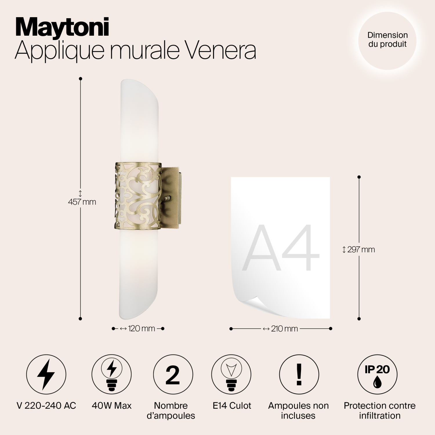 Maytoni Classic Venera Настенный светильник (бра) цвет: латунь H260-02-N