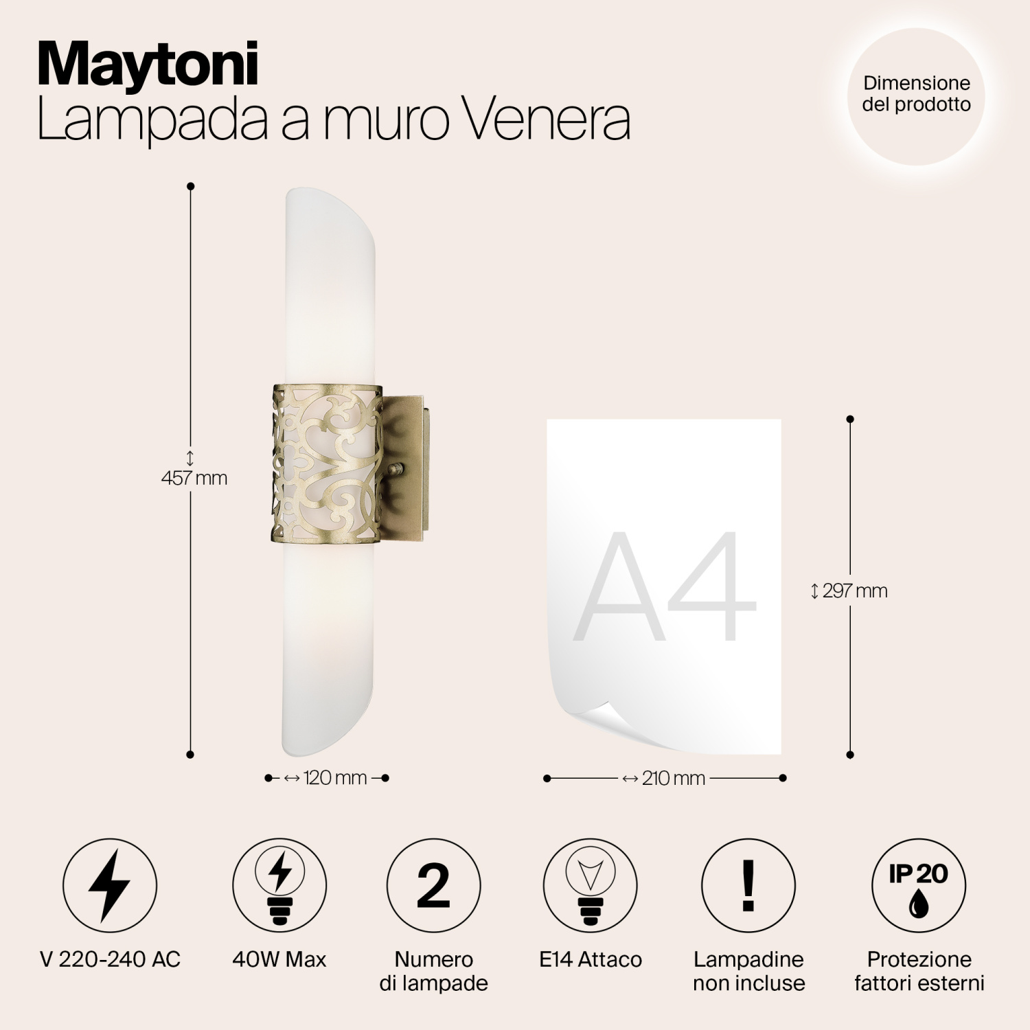 Maytoni Classic Venera Настенный светильник (бра) цвет: латунь H260-02-N
