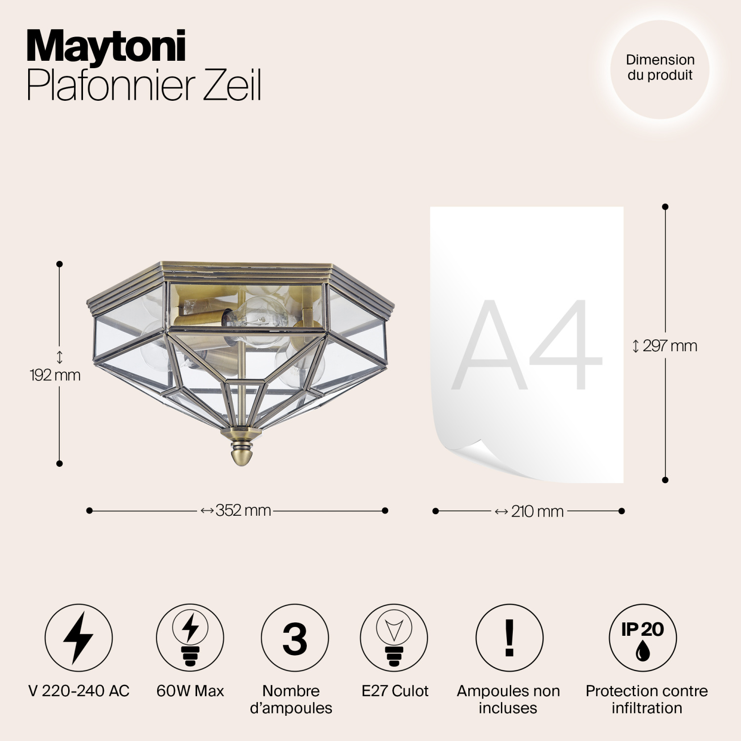 Maytoni Classic Zeil Потолочный светильник цвет: бронза H356-CL-03-BZ
